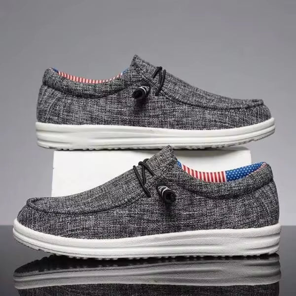 OBOVAY Men's Canvas Slip-On Casual Shoes, Lightweight Breathable Loafers, Comfortable Anti-Slip Daily Walking Shoes